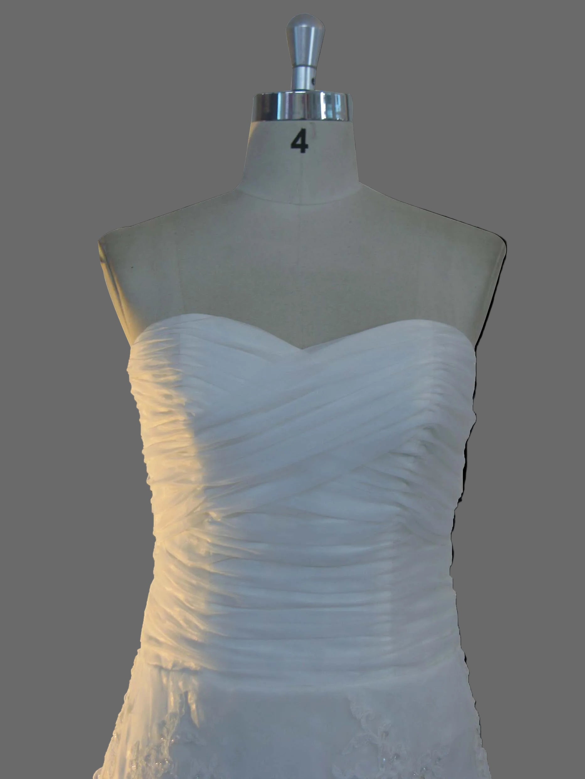 Strapless A-Line Wedding Dress with Cathedral Train - Lace Bridal Gown