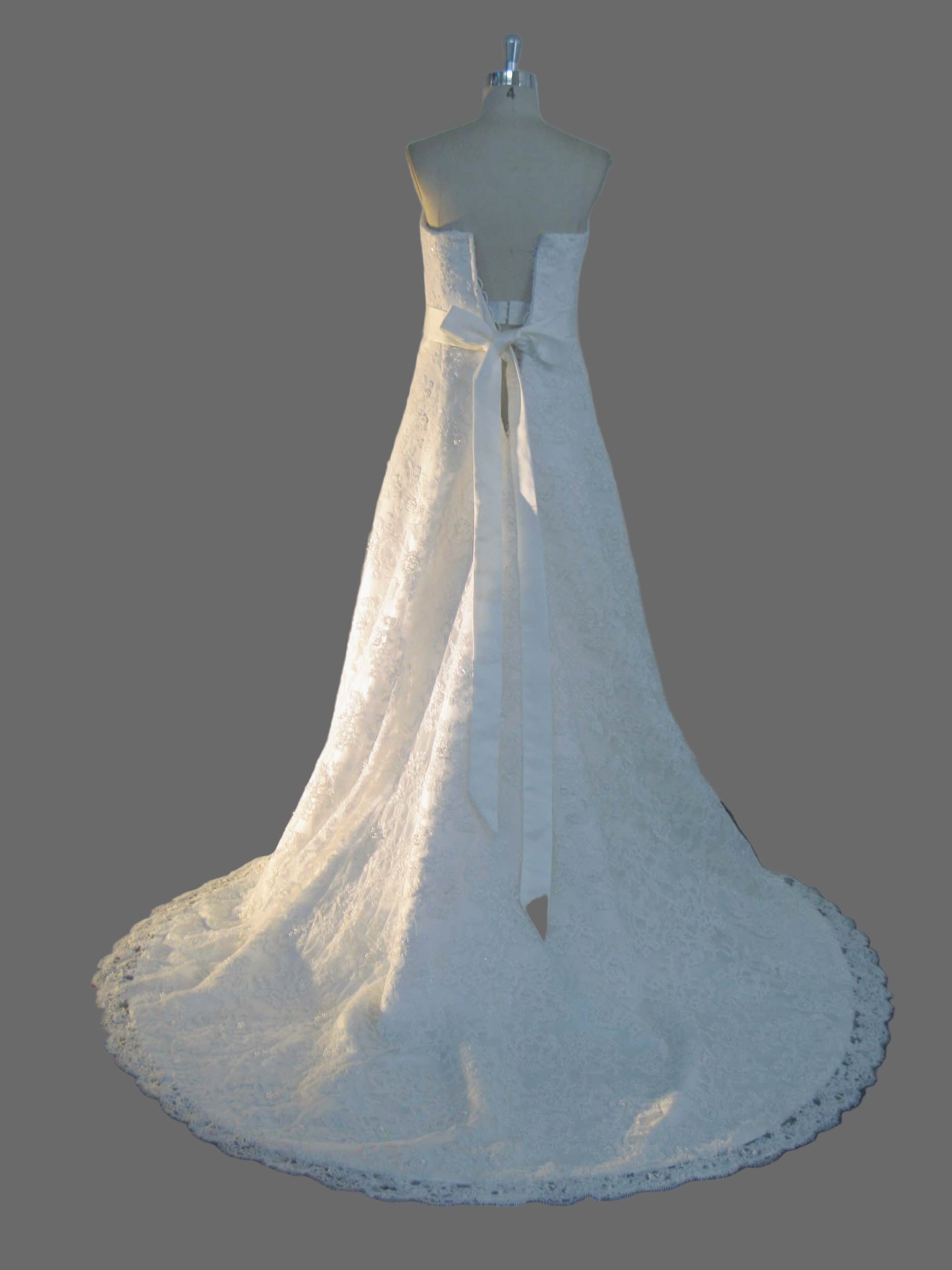 Strapless A-Line Wedding Dress with Crystal Beading and Cathedral Train