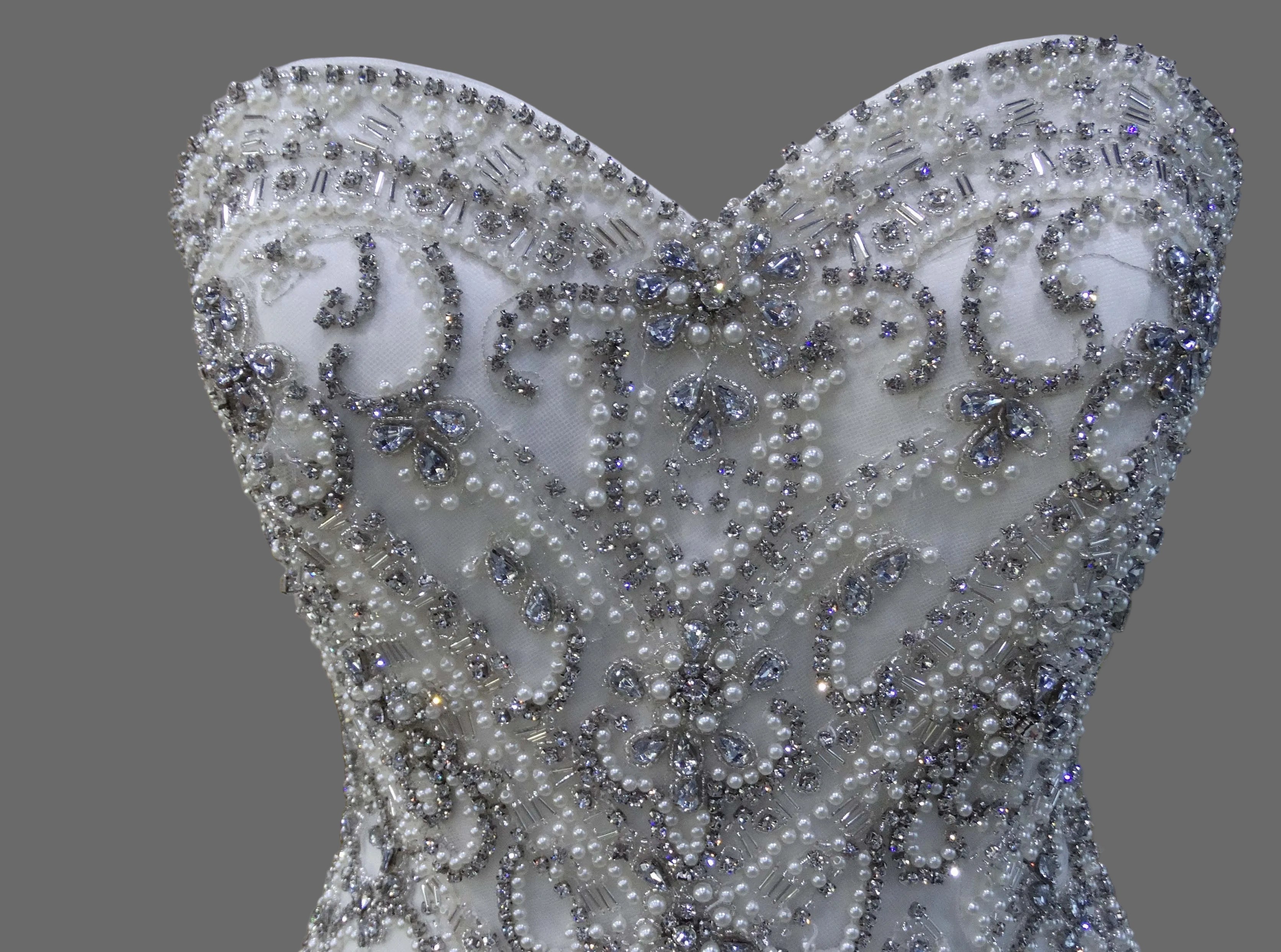 Strapless Ball Gown Wedding Dress with Crystal Beaded Bodice & Tulle Skirt