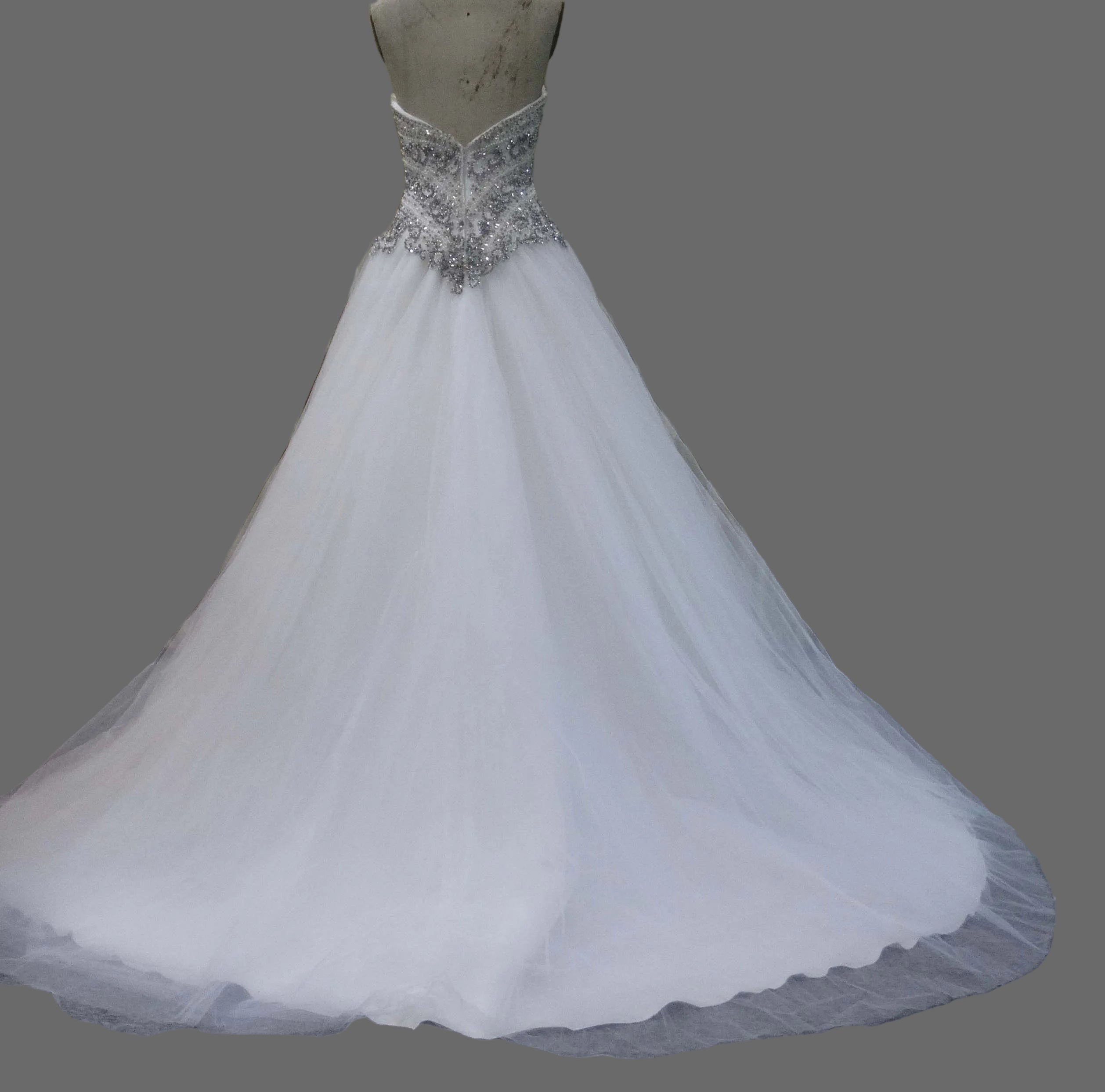 Strapless Ball Gown Wedding Dress with Crystal Beaded Bodice & Tulle Skirt