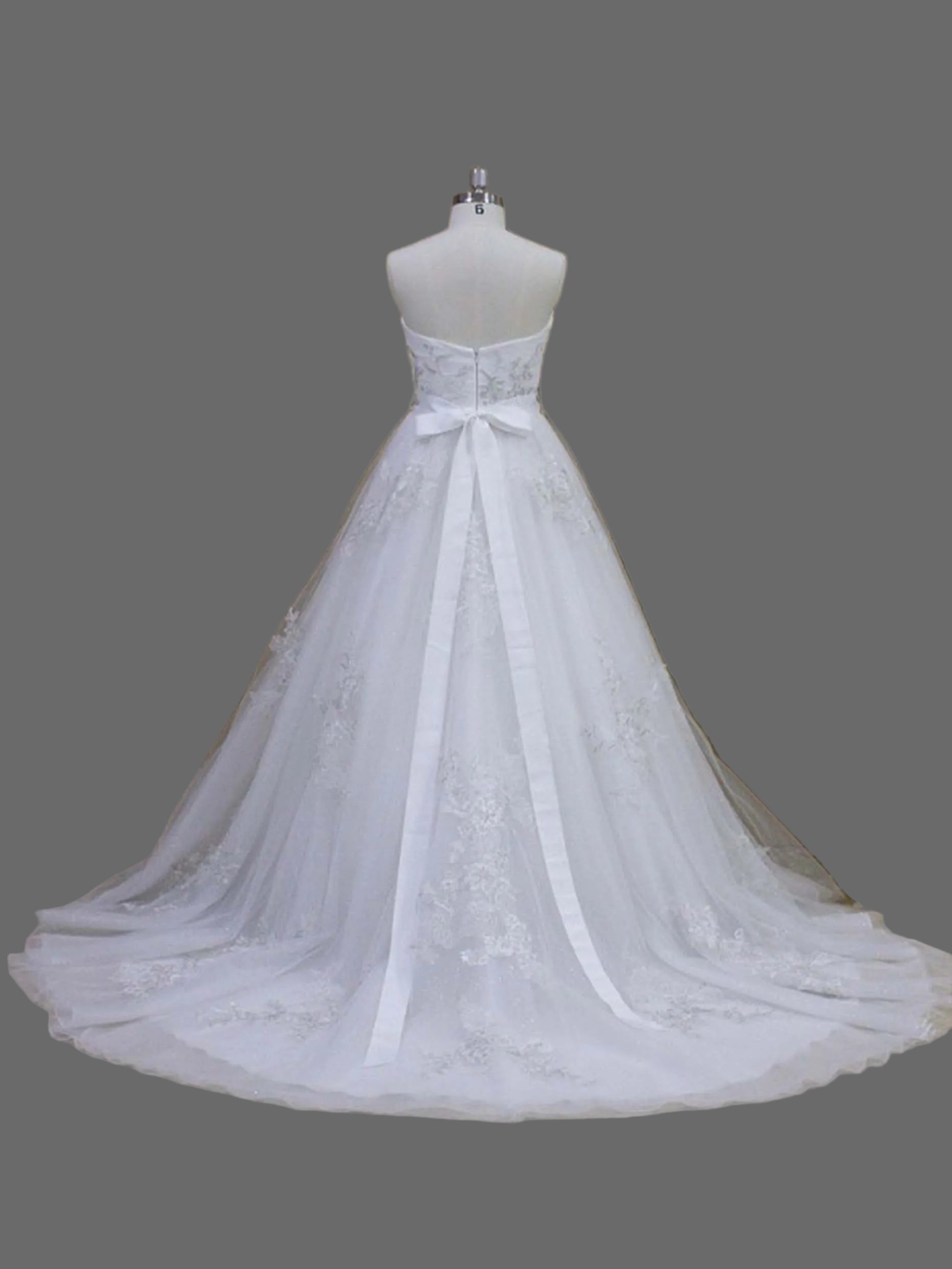 Strapless Ball Gown Wedding Dress with delicate lace appliqués-Luxury Bridal Gown