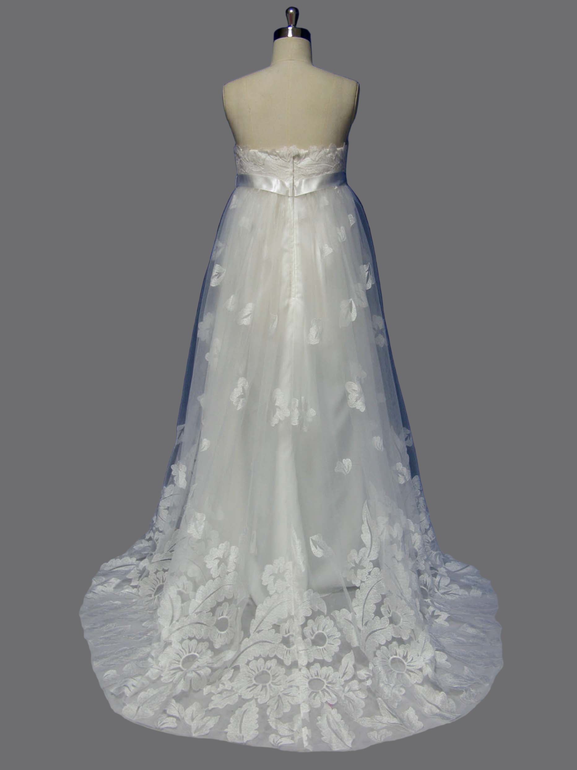 Strapless Boat Neckline Lace Overlay Maternity Wedding Dresses