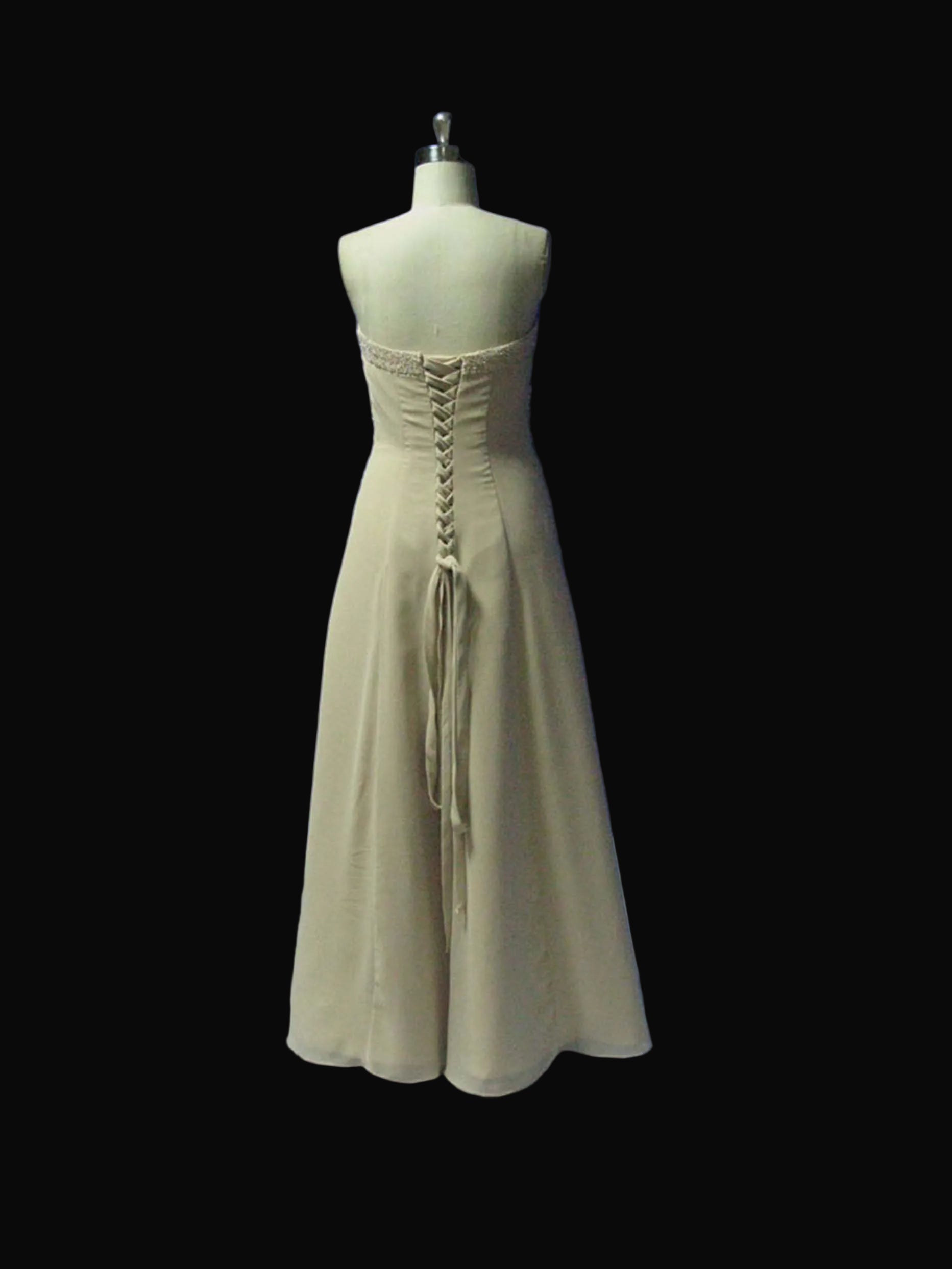 Strapless Chiffon Bridesmaid Dress – A-Line Beaded Ruched Waistband Gown