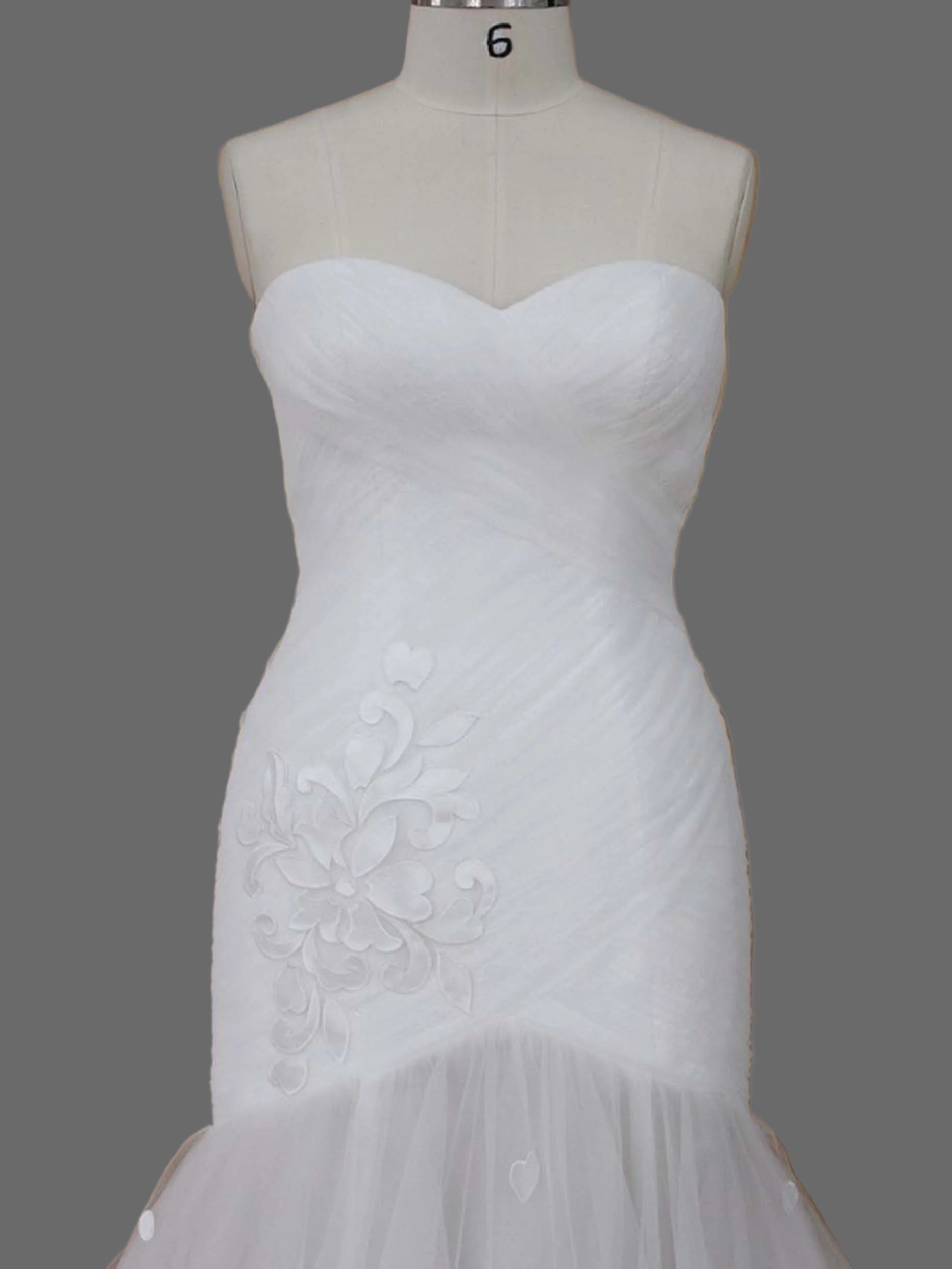 Strapless Mermaid Wedding Dress with 3D Petal Appliqués & Chapel Train - Elegant Bridal Gown
