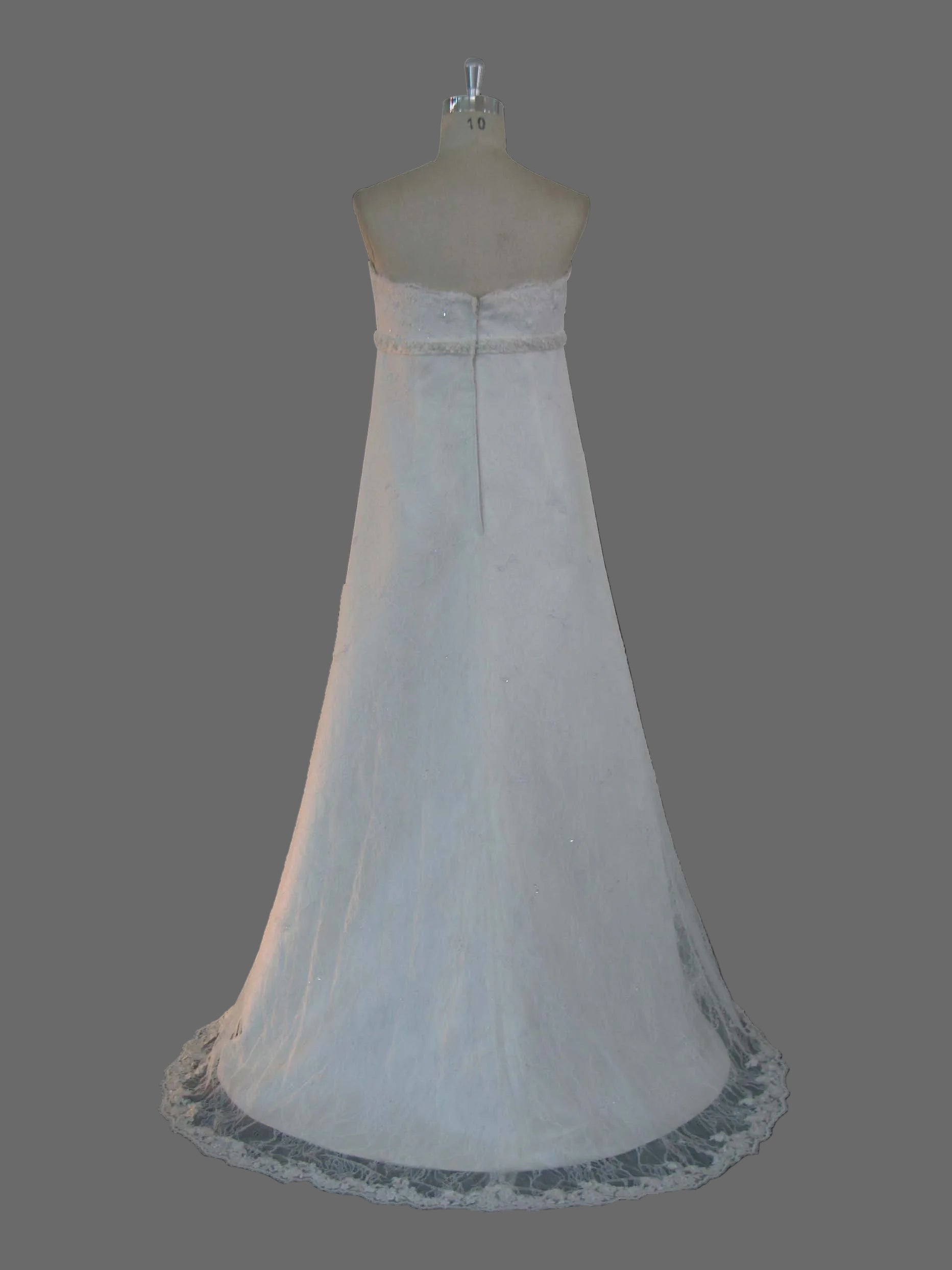 Strapless Sweetheart A-Line Wedding Dress with Lace Trim Cathedral Train - Classic Bridal Gown