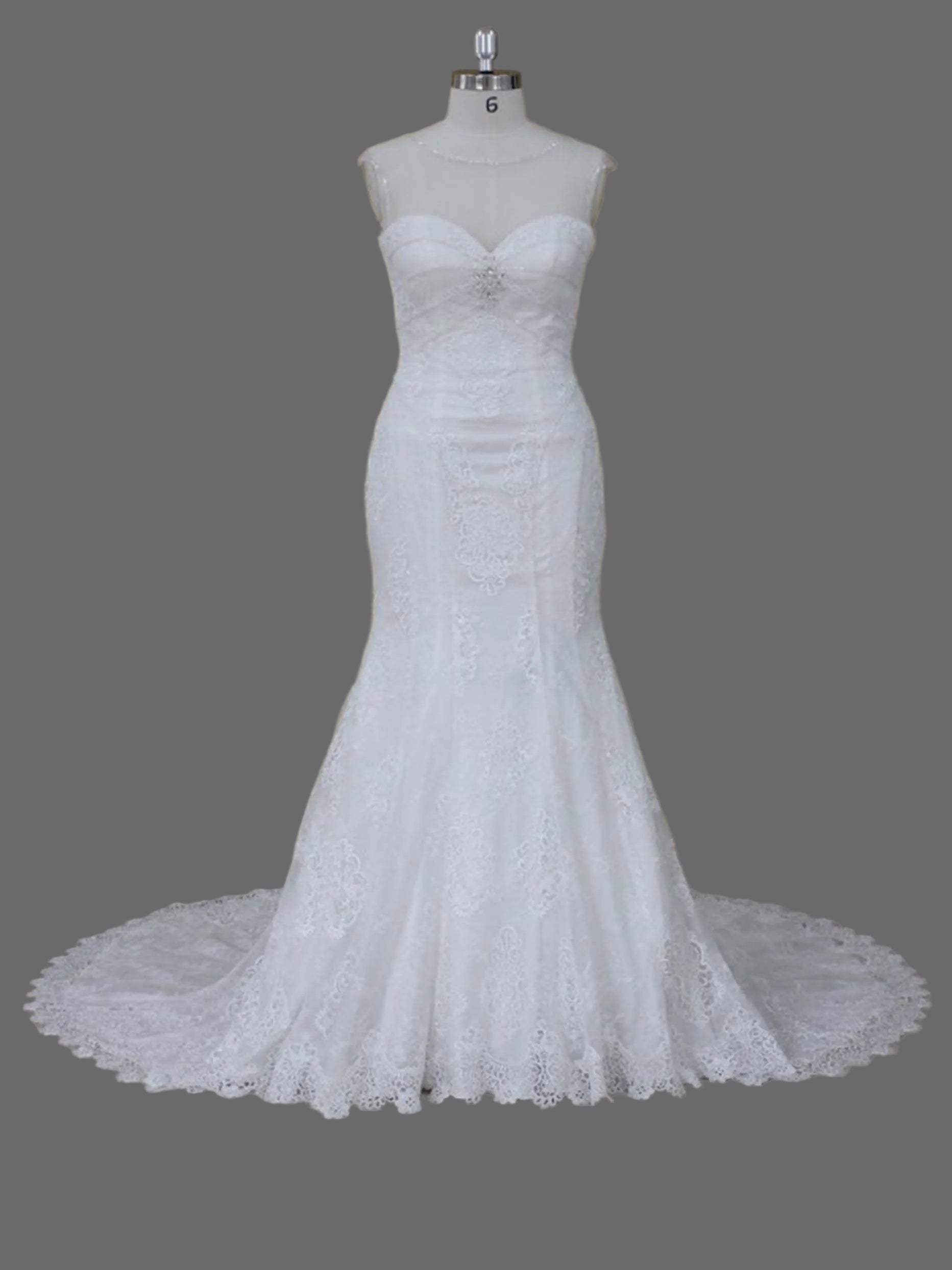 Sweetheart Mermaid Wedding Dress with Lace Appliqués & Cathedral Train