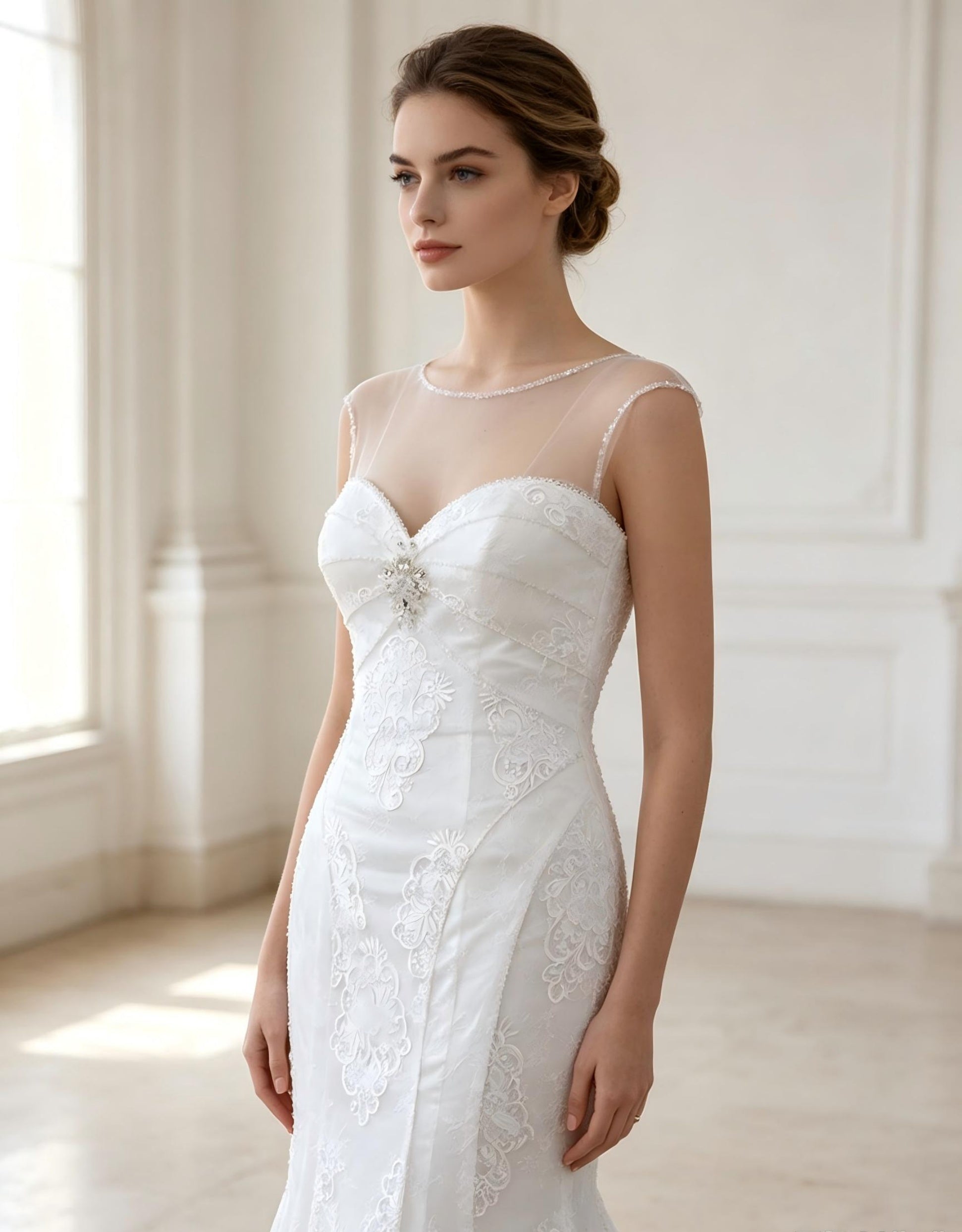 Sweetheart Mermaid Wedding Dress with Lace Appliqués & Cathedral Train