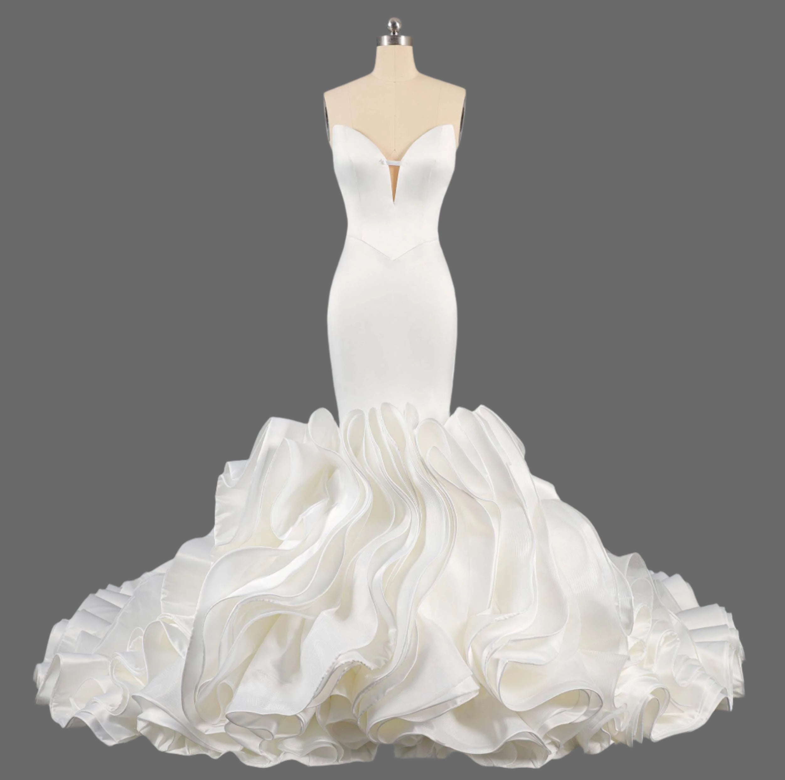 Sweetheart Mermaid Wedding Dress with Ruffled Train