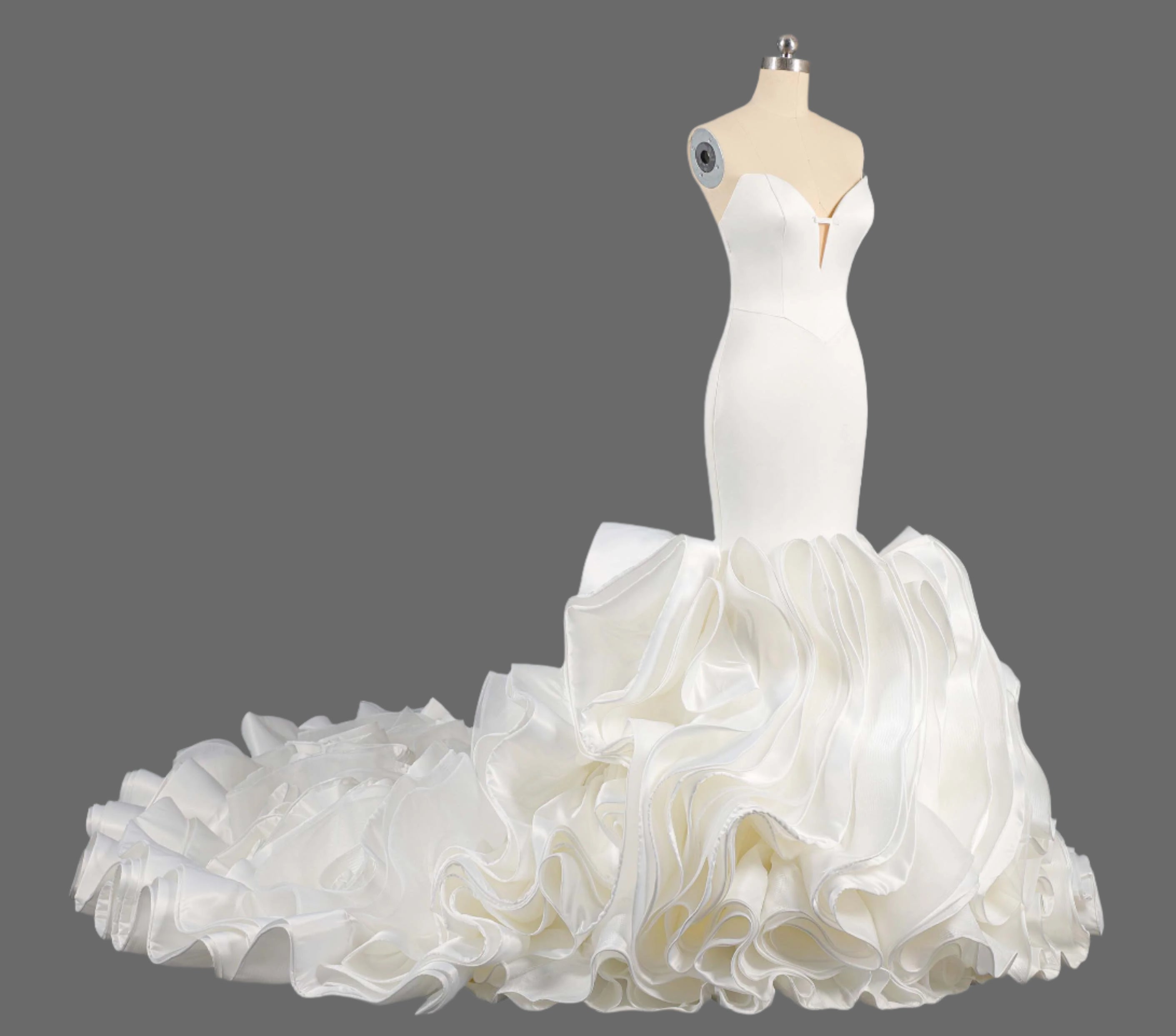 Sweetheart Mermaid Wedding Dress with Ruffled Train