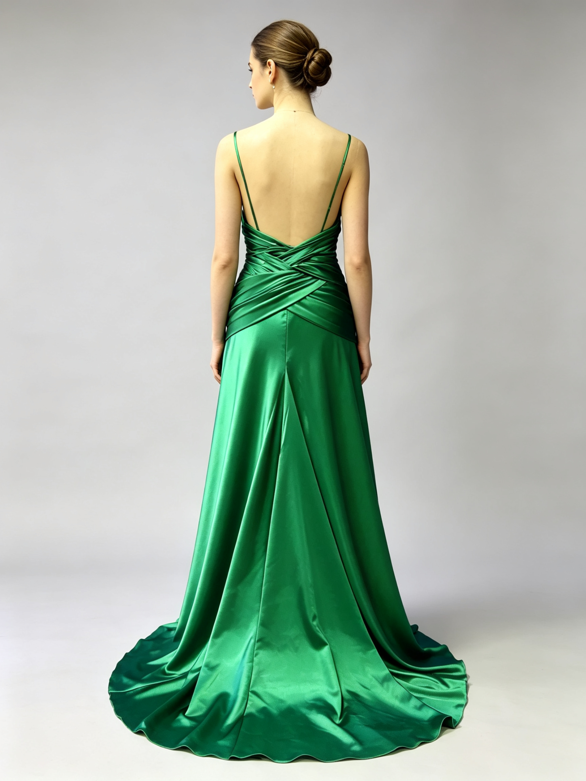 V-Neck Pleated Slim A-line Dress