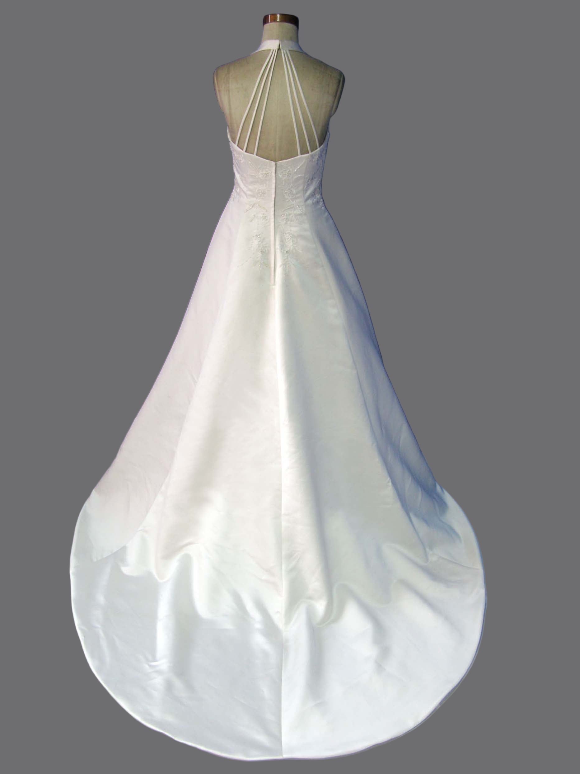 V-Neckline Classic Satin A-Line wedding dress