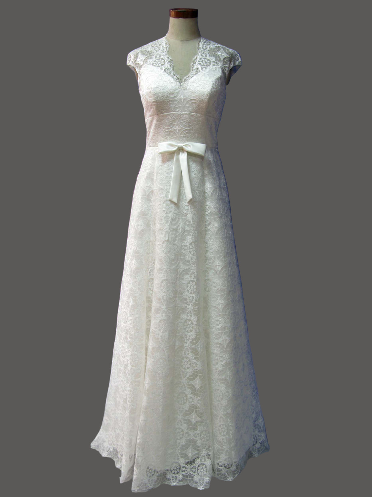 wedding dress lace cap sleeves vintage Customized Vintage Lace Wedding Dress, Beach Wedding Gown, Cap Sleeve Open back Mermaid Bohemian Bridal Dress With Train