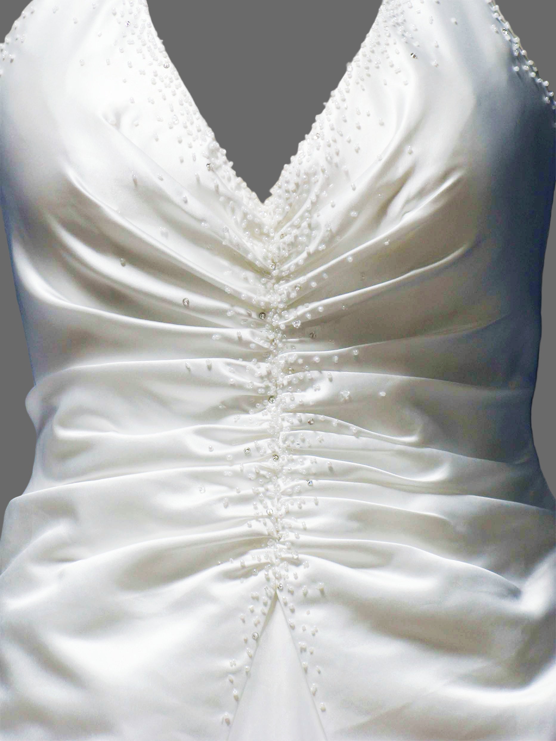 White Halter Ball Gown Wedding Dress with Crystal Beaded Bodice