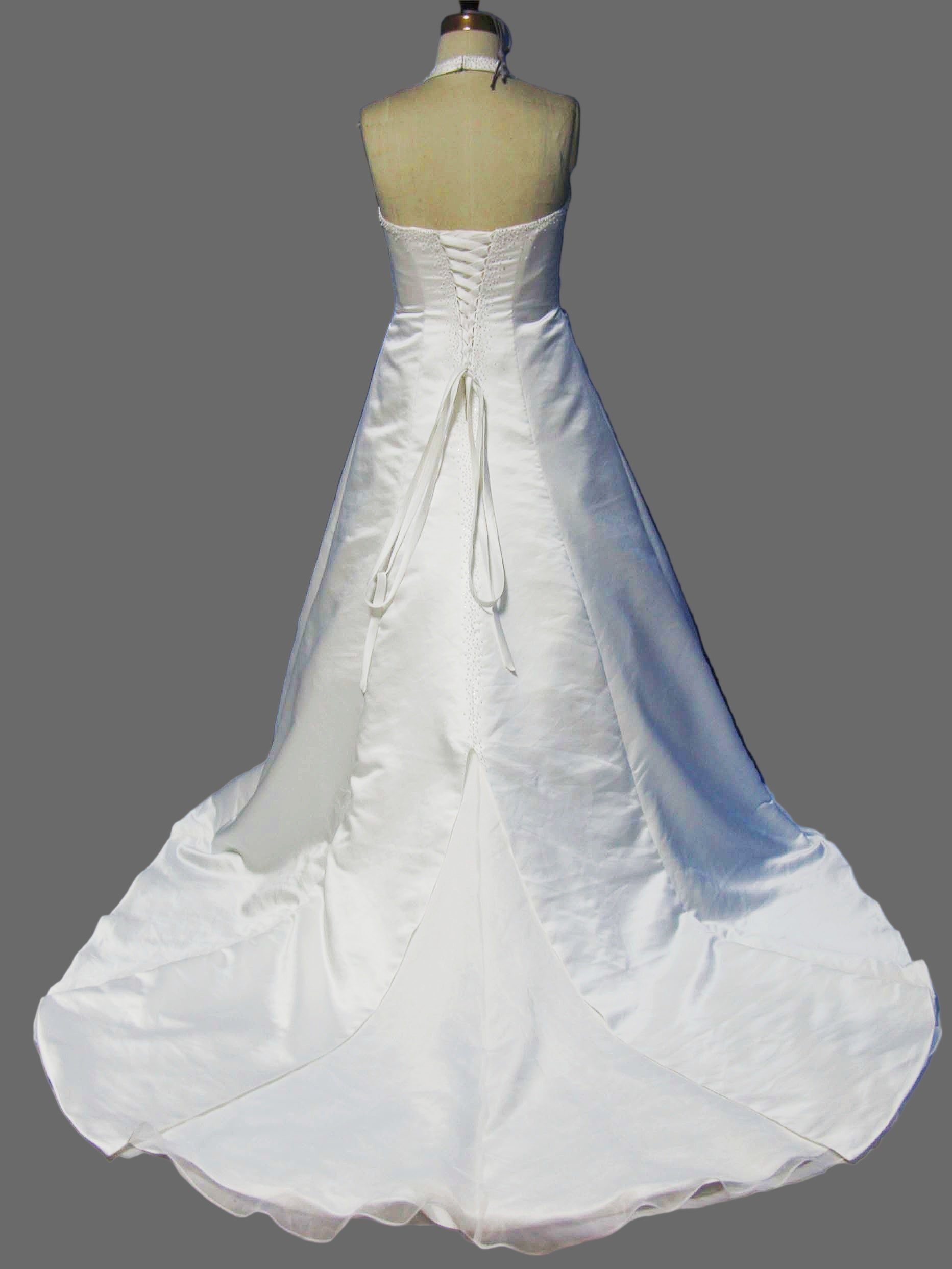 White Halter Ball Gown Wedding Dress with Crystal Beaded Bodice