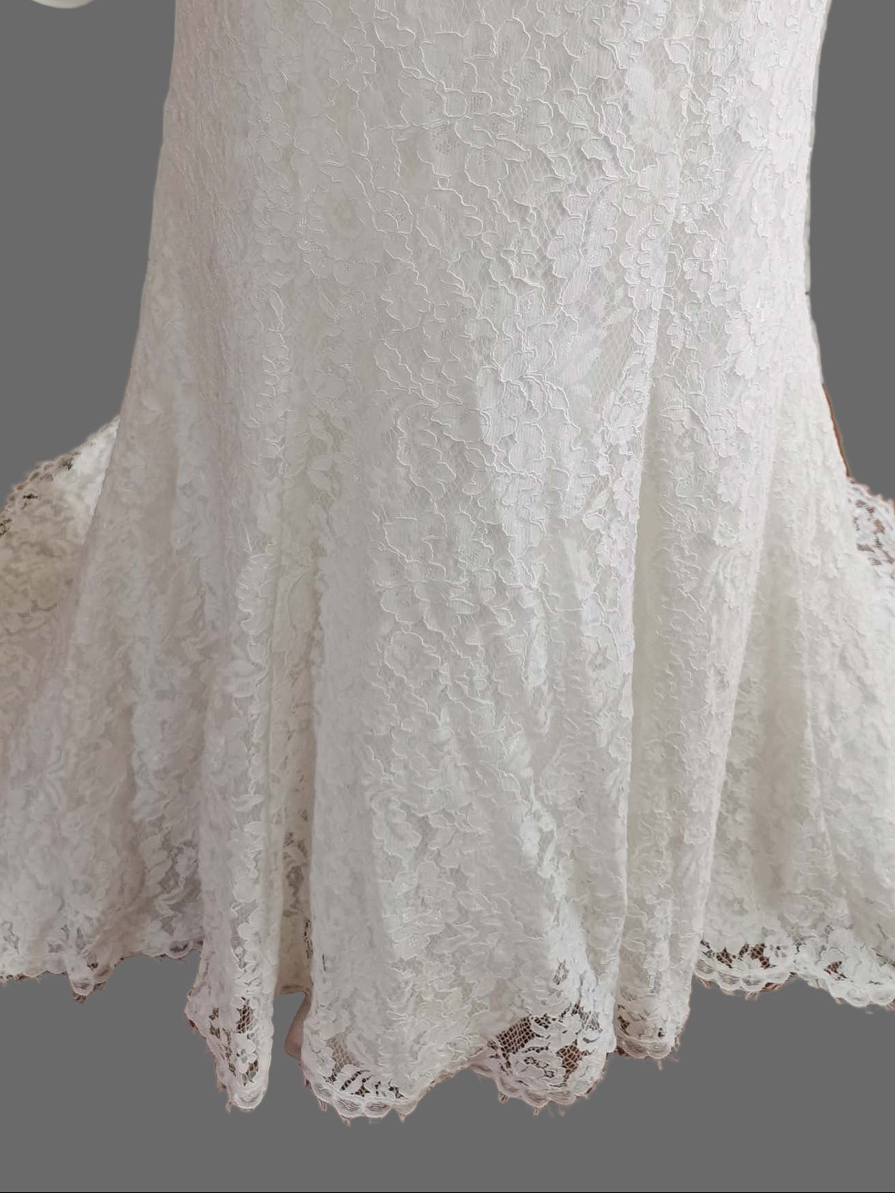 White Lace Mermaid Wedding Dress with Beaded Sweetheart Neckline and Court Train