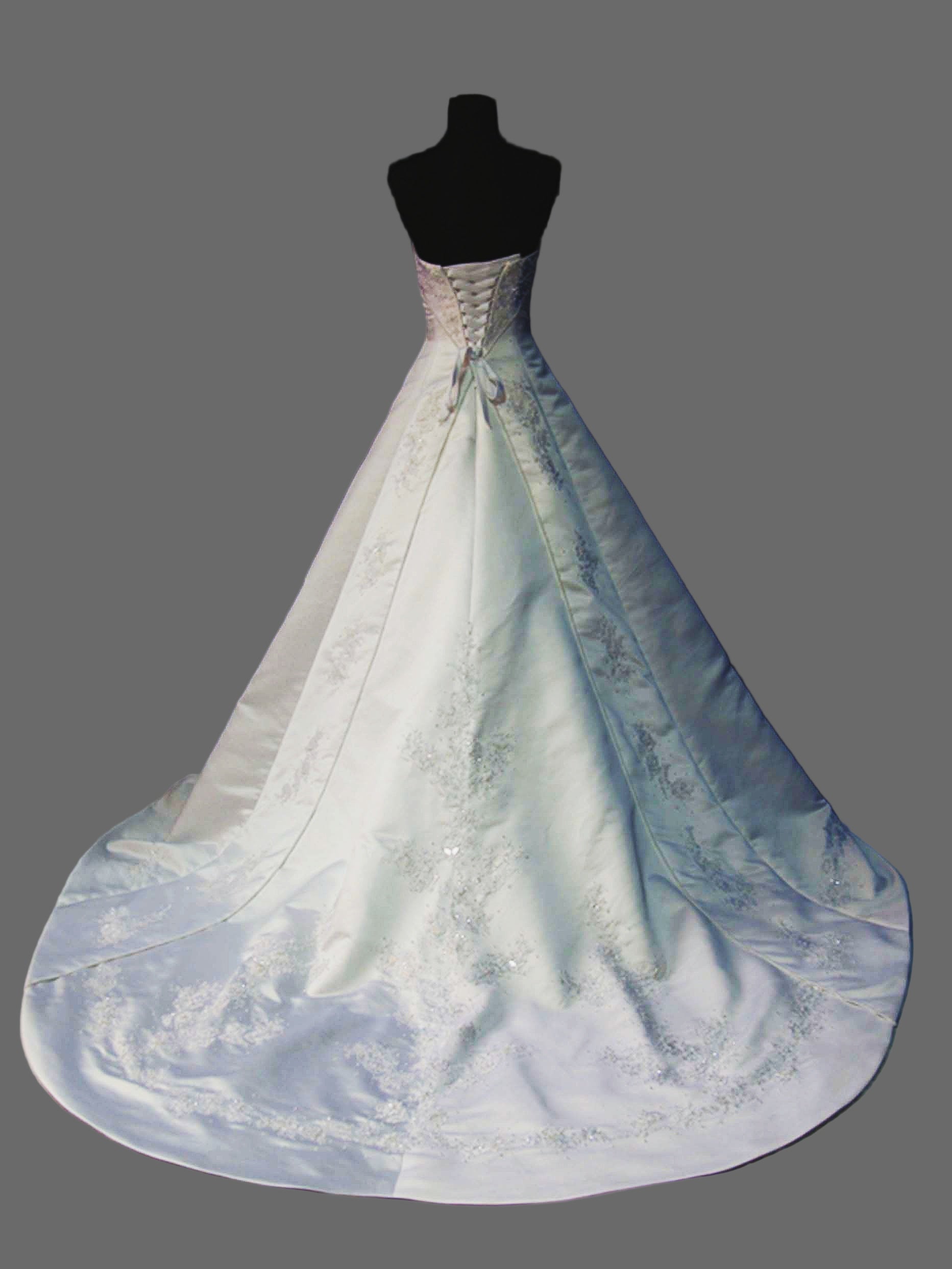 White Strapless Sweetheart Ball Gown Wedding Dress with Crystal Beaded Bodice & Embroidered Lace